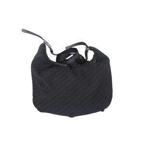 Christian Dior Shoulder Bag Trotter Line Canvas Leather Black